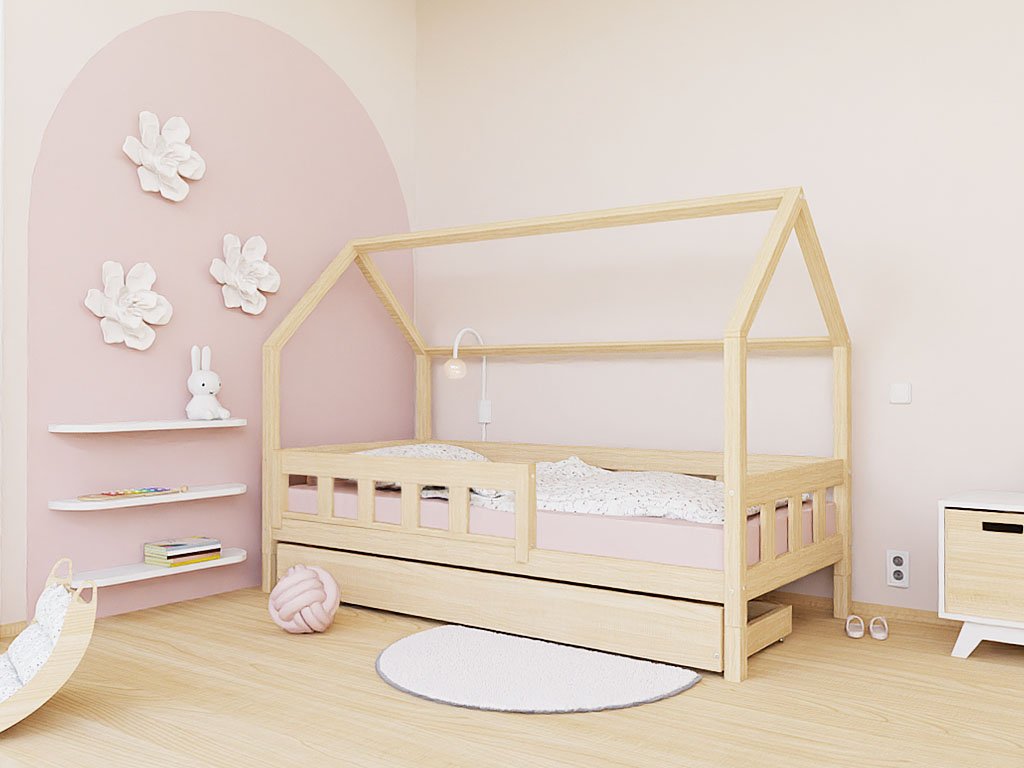 Hausbett ANNI für Kinder mit Rausfallschutz, versch. Maße & Farben