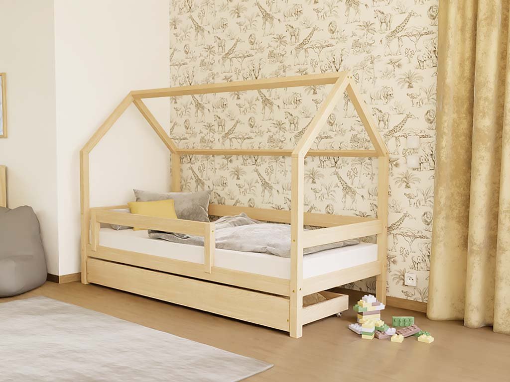 Hausbett FENNA für Kinder mit Rausfallschutz, versch. Maße & Farben