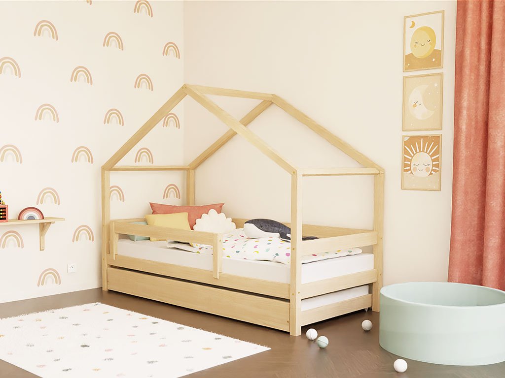 Hausbett NIKA für Kinder mit Rausfallschutz, versch. Maße & Farben