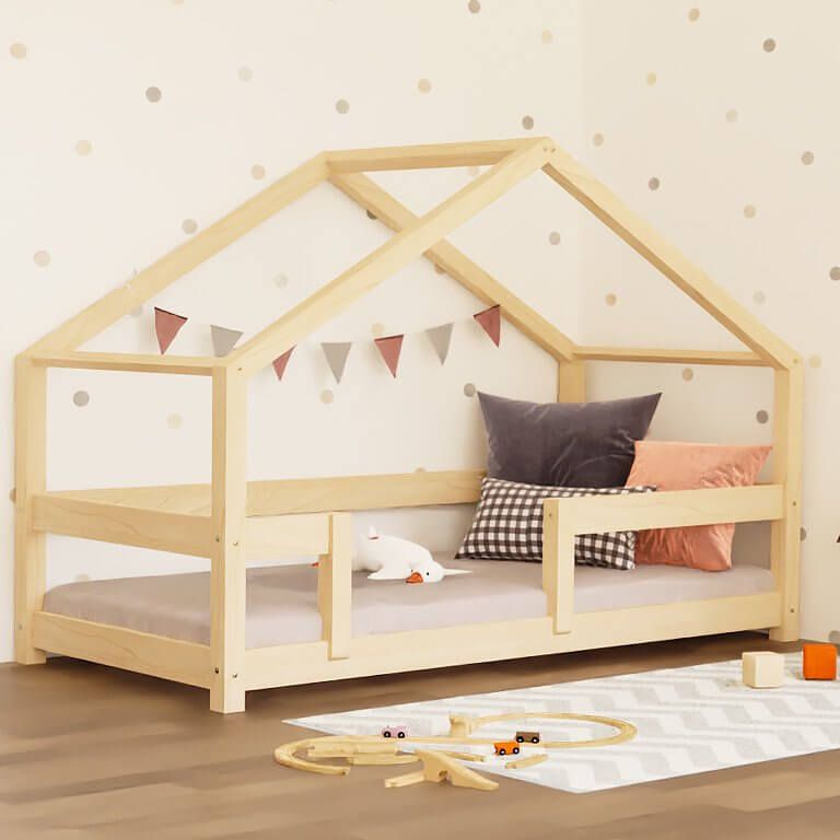 Hausbett NIKA für Kinder mit Rausfallschutz, versch. Maße & Farben in hellem, skandinavischem Design.