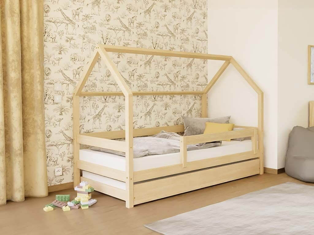 Holz-Ausziehbett auf Rollen