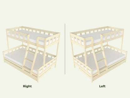 Holz Etagenbett ELA mit Leiter vorne für 3 Personen, versch. Farben & Zubehör