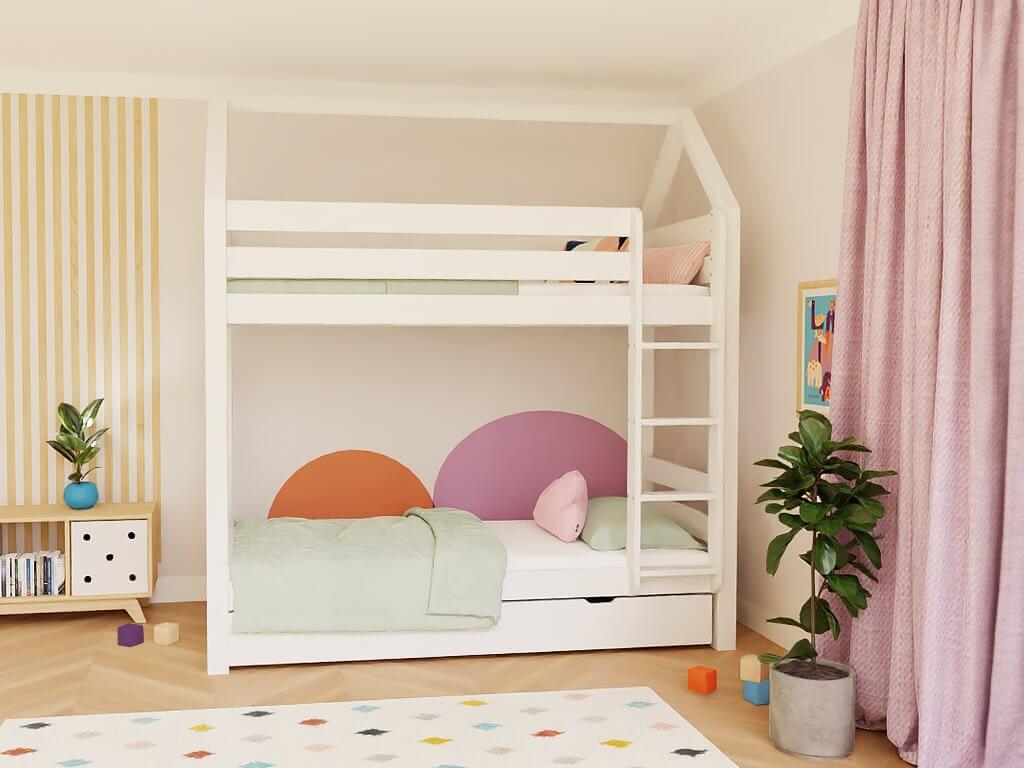 Holz Haus Etagenbett THEA mit Leiter, 90 x 200 cm