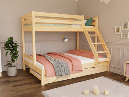 Holz Etagenbett HANNES für 3 Personen, versch. Farben