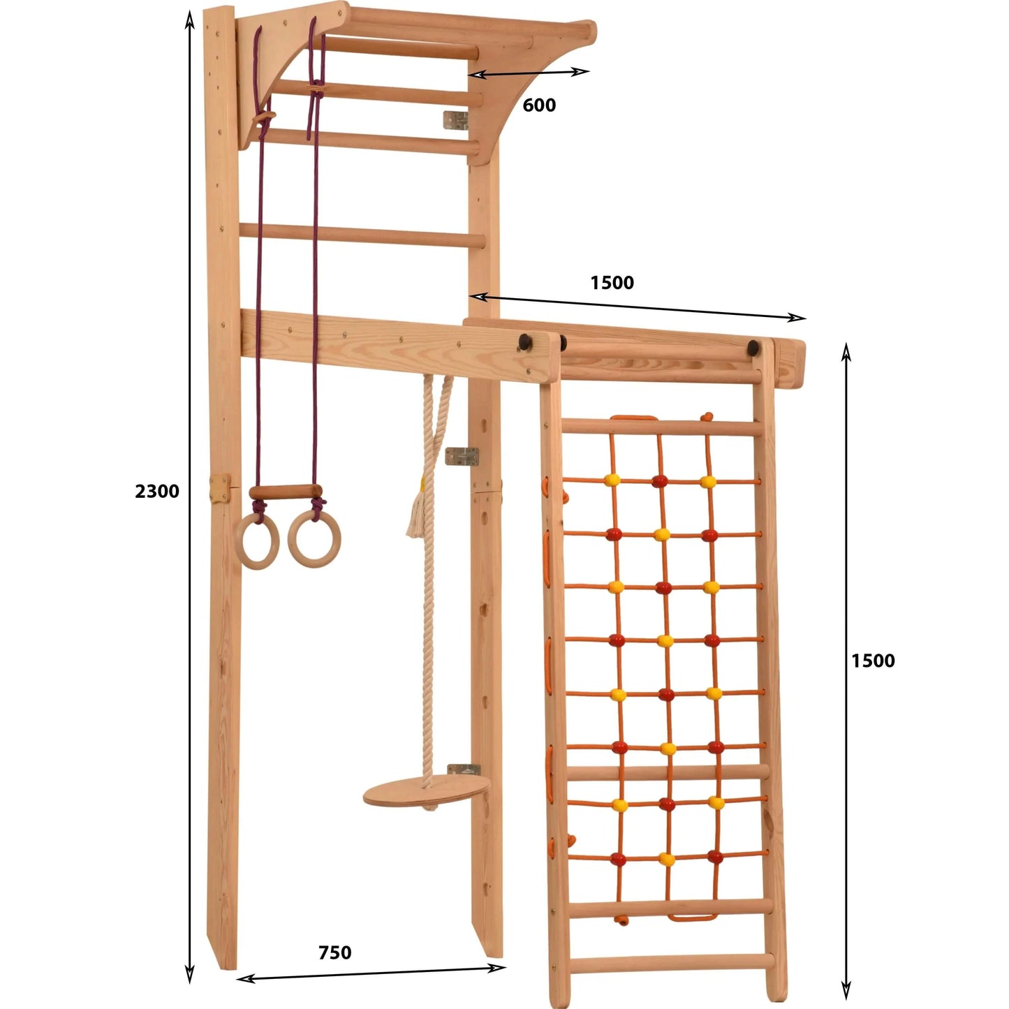 Indoor Klettergerüst "Julie"- unbehandeltes Holz