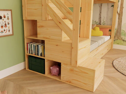 Holz Etagenbett Thea mit Regal