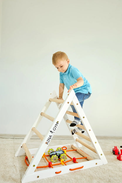Climbing triangle COMPACT with ladder &amp; climbing net, different colours