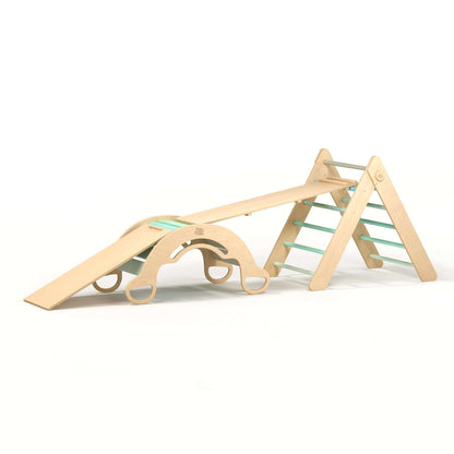 XXL set Pikler triangle, 2x slide board, swing arch - different colors