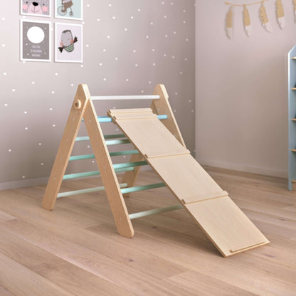 XXL set Pikler triangle, 2x slide board, swing arch - different colors