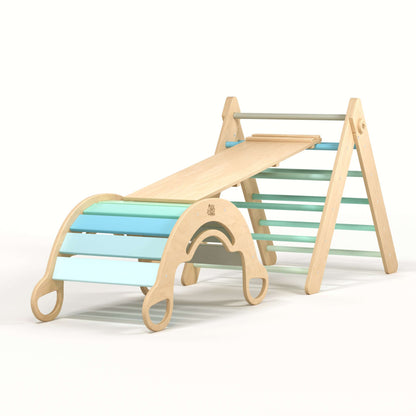 XXL set Pikler triangle, 2x slide board, swing arch - different colors