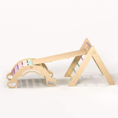XXL set Pikler triangle, 2x slide board, swing arch - different colors