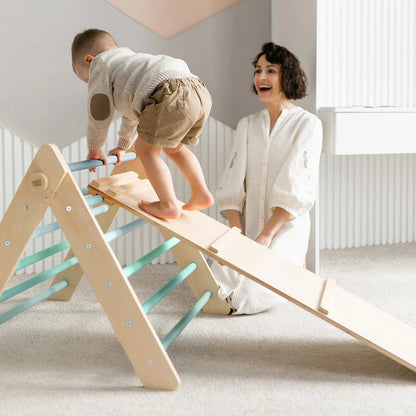 XXL set Pikler triangle, 2x slide board, swing arch - different colors