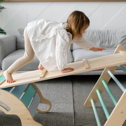 XXL set Pikler triangle, 2x slide board, swing arch - different colors