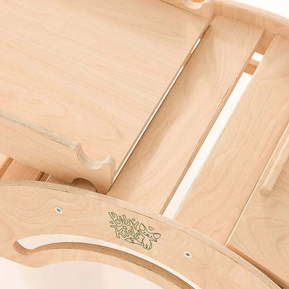 XXL Set Pikler Dreieck, 2x Rutschbrett, Schwingbogen - unbehandeltes Holz