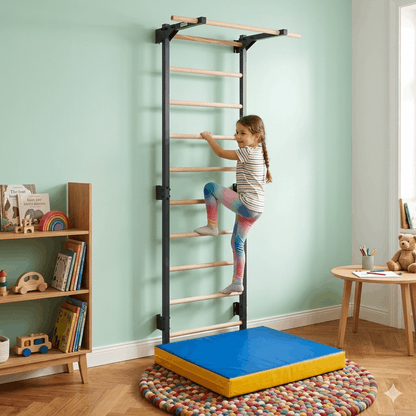Kletterwand aus Metall mit Klimmzug