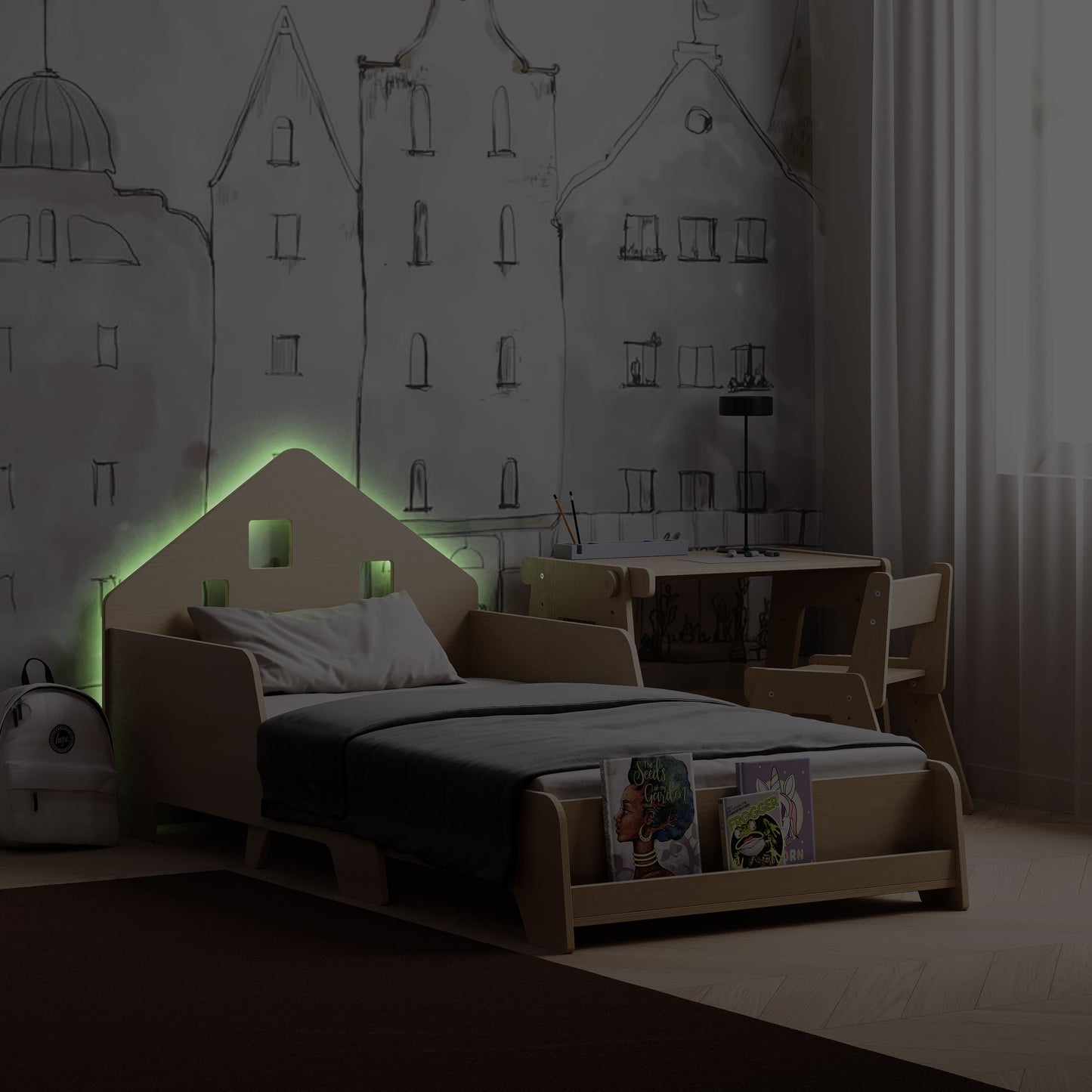 Montessori Kinderbett mit Beleuchtung