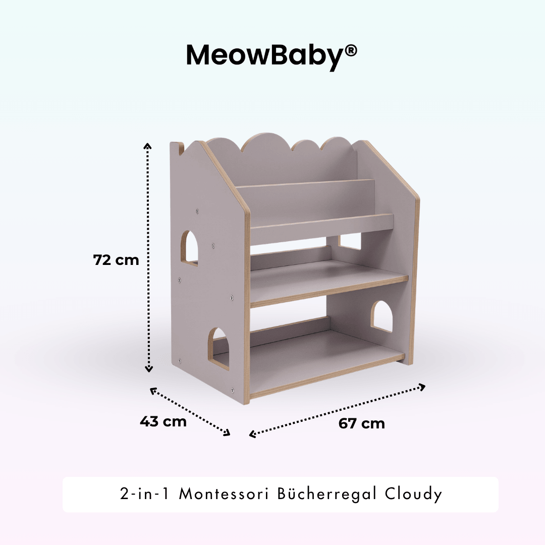 2-in-1 Montessori-Bücherregal Cloudy