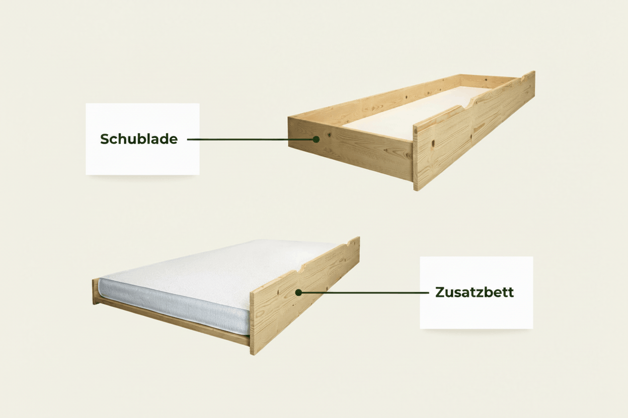 Wooden House Bunk Bed Thea with Shelf, 90 x 200 cm