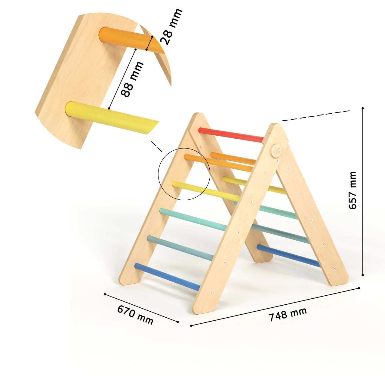 Set Pikler Dreieck, Rutschbrett, Schwingbogen - versch. Farben