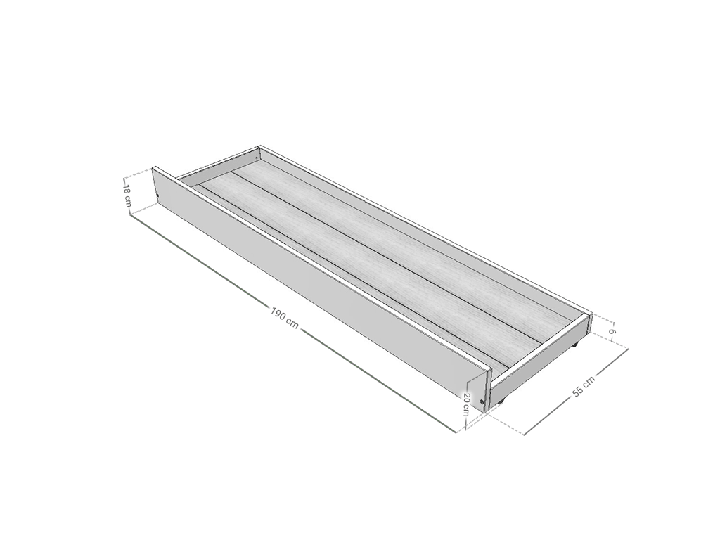 Unterbett Holzschublade auf Rollen