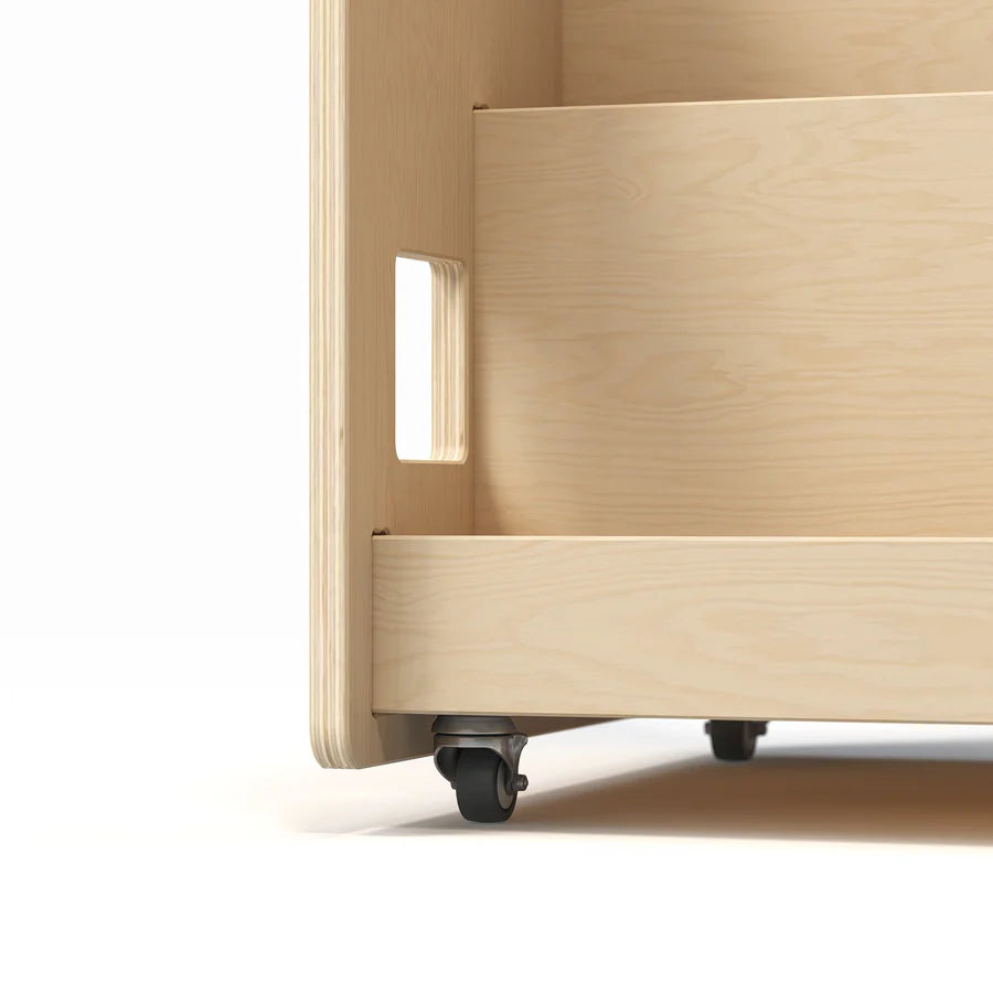 Double-sided bookcase on wheels