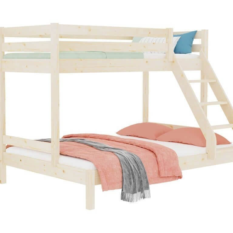 Holz Etagenbett HANNES für 3 Personen, versch. Farben - modernes, platzsparendes Design für Kinderbett
