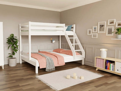 Holz Etagenbett HANNES für 3 Personen, versch. Farben im modernen Schlafzimmer mit stilvollen Möbeln.