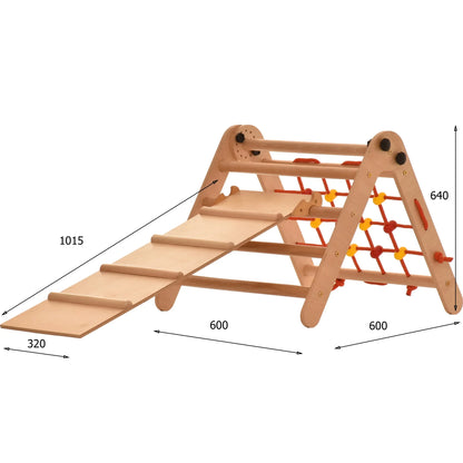 Climbing triangle BASIC with ladder, climbing net &amp; slide, various colours