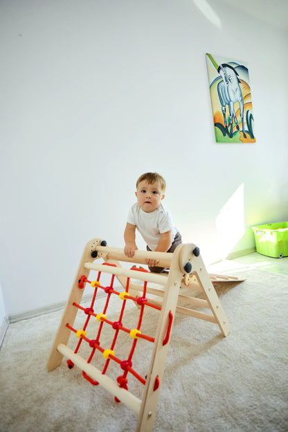 Climbing triangle BASIC with ladder, climbing net &amp; slide, various colours