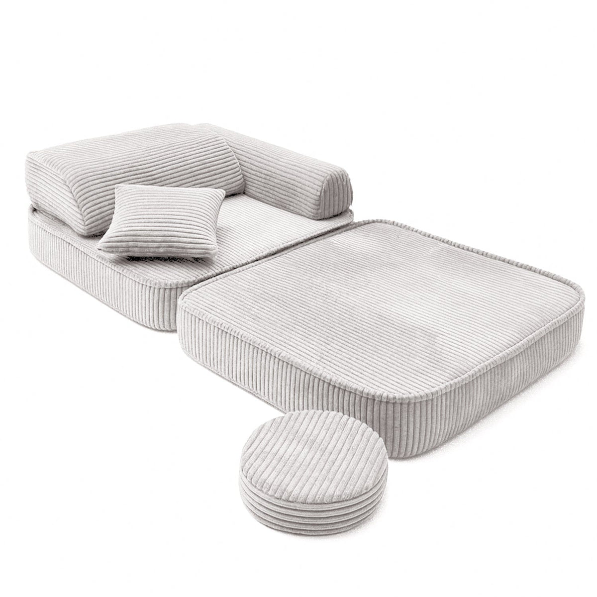 Kindersessel 3-in-1 Ästhetik Cord - Faltbare Kindercouch & Spielmatratze - Classic Cord Edition