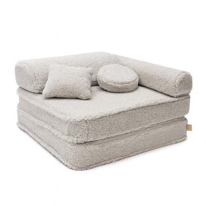 Kindersessel 3-in-1 Bearly - Faltbare Kindercouch & Spielmatratze - Soft Teddy Edition