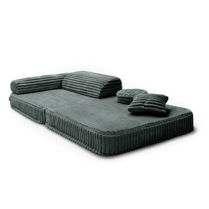 Kindersessel 3-in-1 Churros - Faltbare Kindercouch & Spielmatratze - Plüschcord Edition