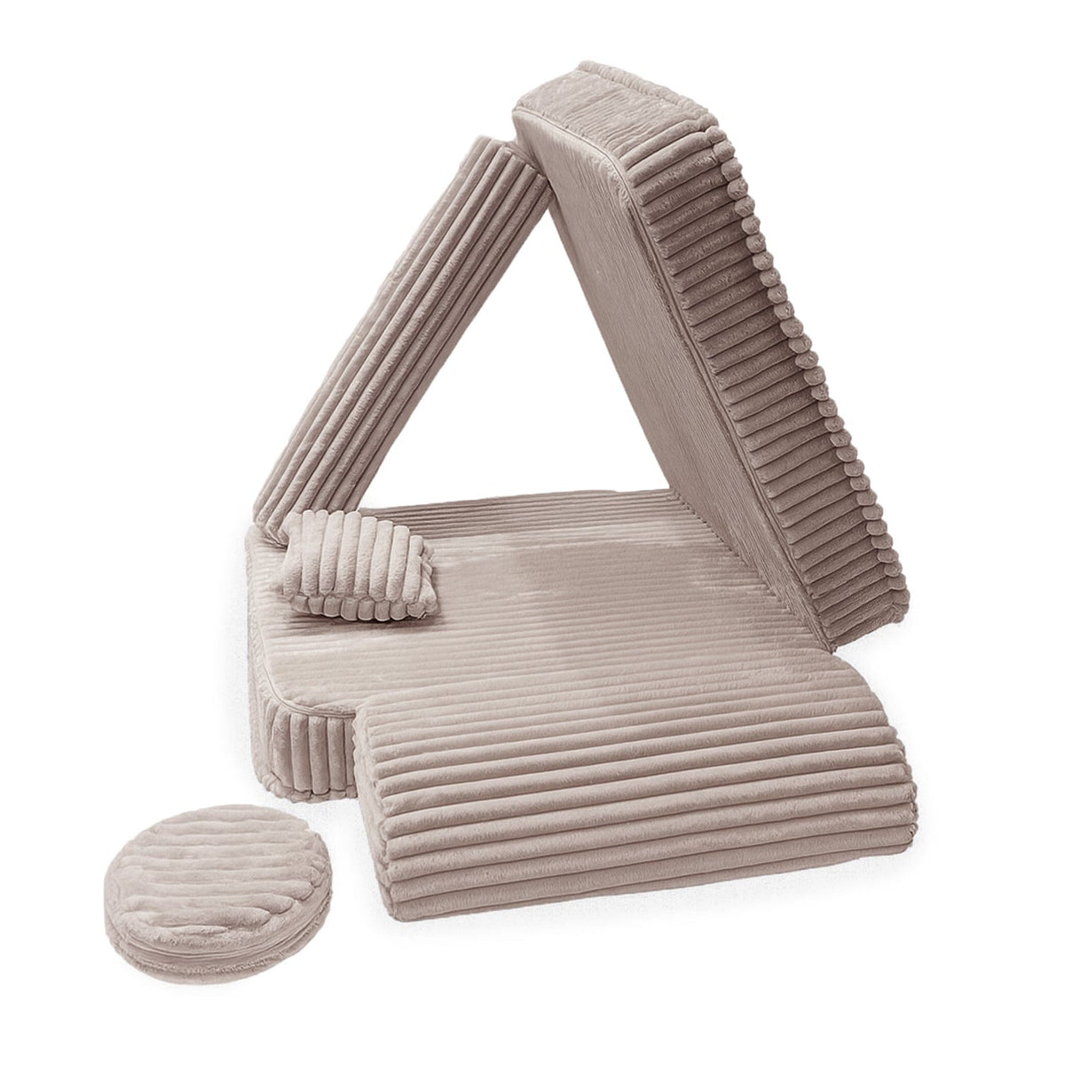 Kindersessel 3-in-1 Churros - Faltbare Kindercouch & Spielmatratze - Plüschcord Edition