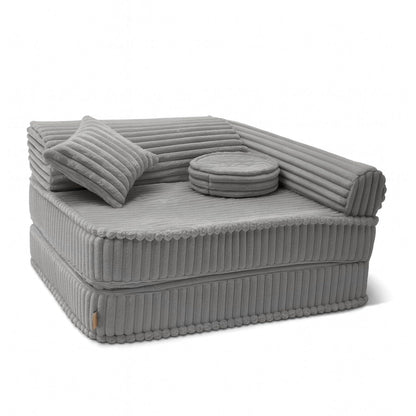 Kindersessel 3-in-1 Churros - Faltbare Kindercouch & Spielmatratze - Plüschcord Edition