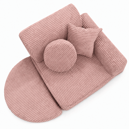 Kindersessel 3-in-1 Max Ästhetik Cord - faltbare Kindercouch & Spielmatratze - Classic Cord Edition