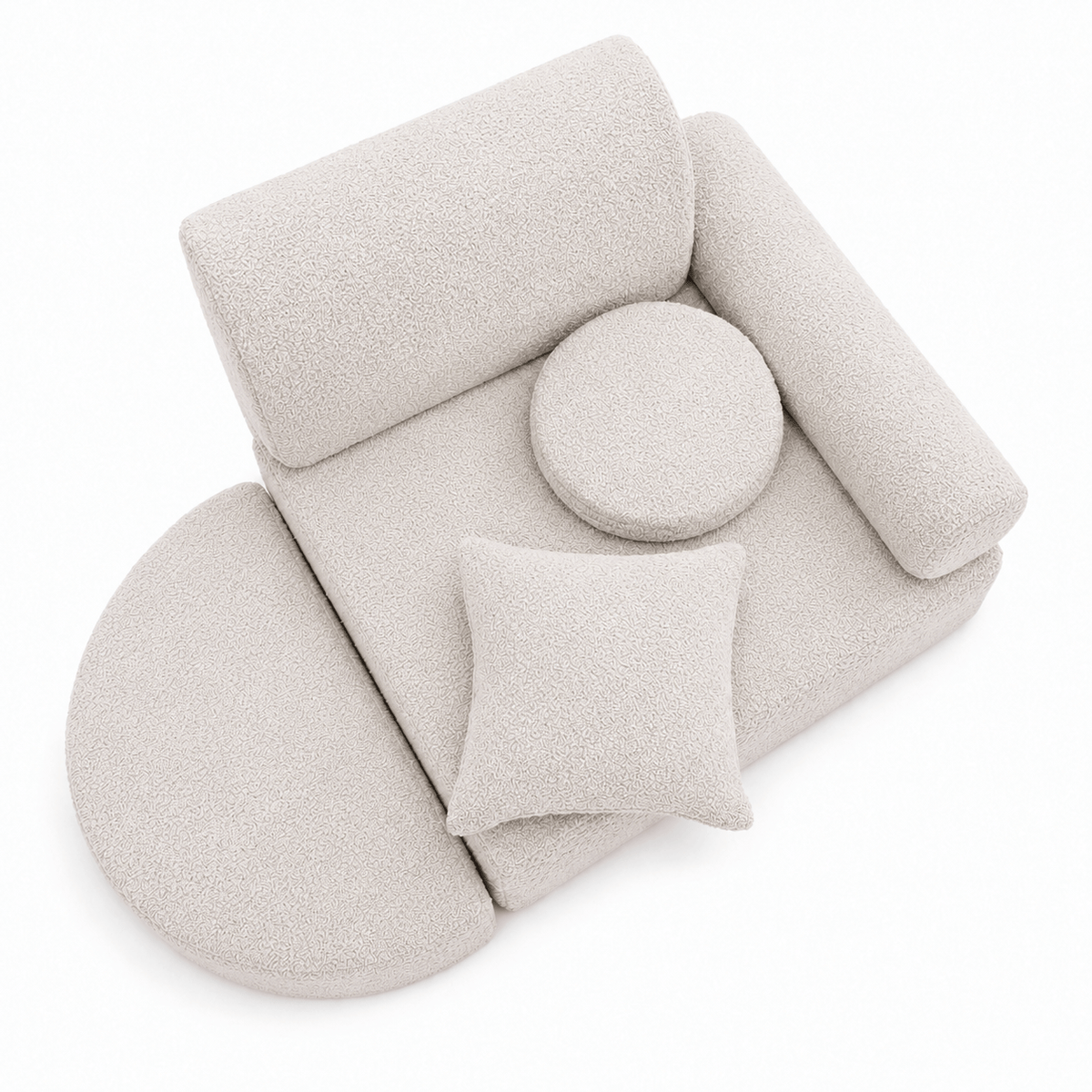 Kindersessel 3-in-1 Max Bouclé - faltbare Kindercouch & Spielmatratze