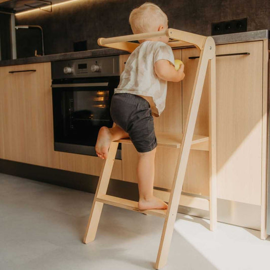 Faltbarer Montessori Lernturm natur FLOHMARKT