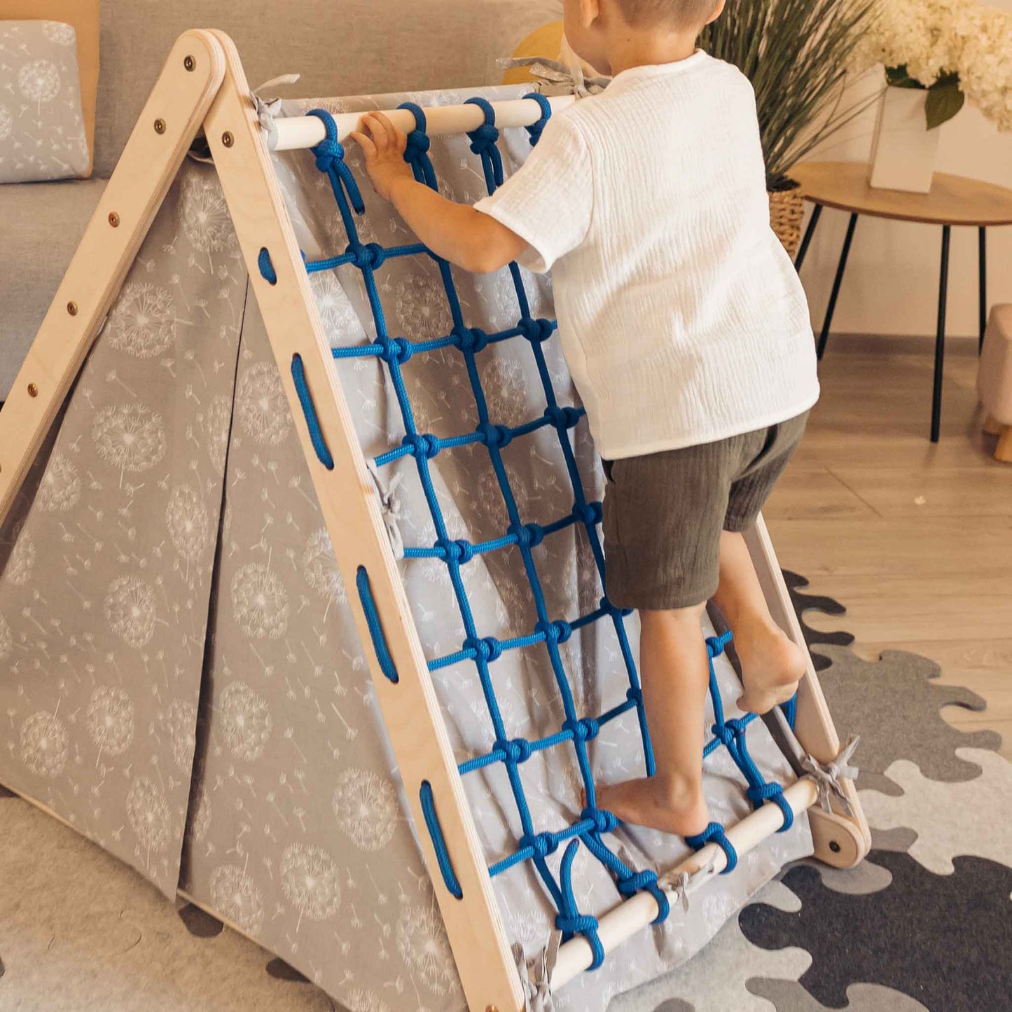 Monkey climbing set - climbing triangle, slide &amp; arch