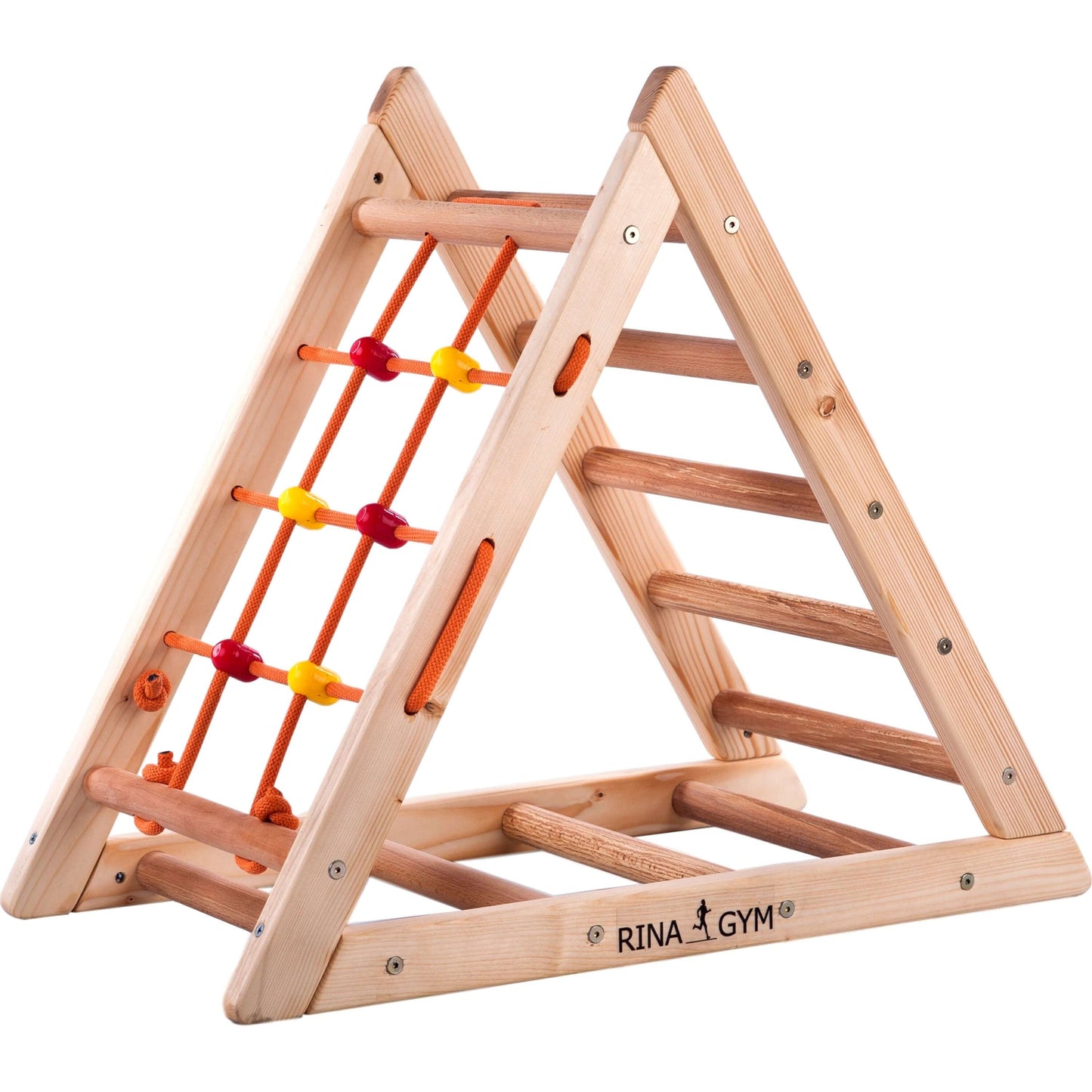 Kletterdreieck für Kinder -Klettergerüst aus Holz - Leiter, Spielnetz - IndoorSpielplatz, Spielturm, Kletterturm für Kinder - Hält bis zu 60kg Gewicht