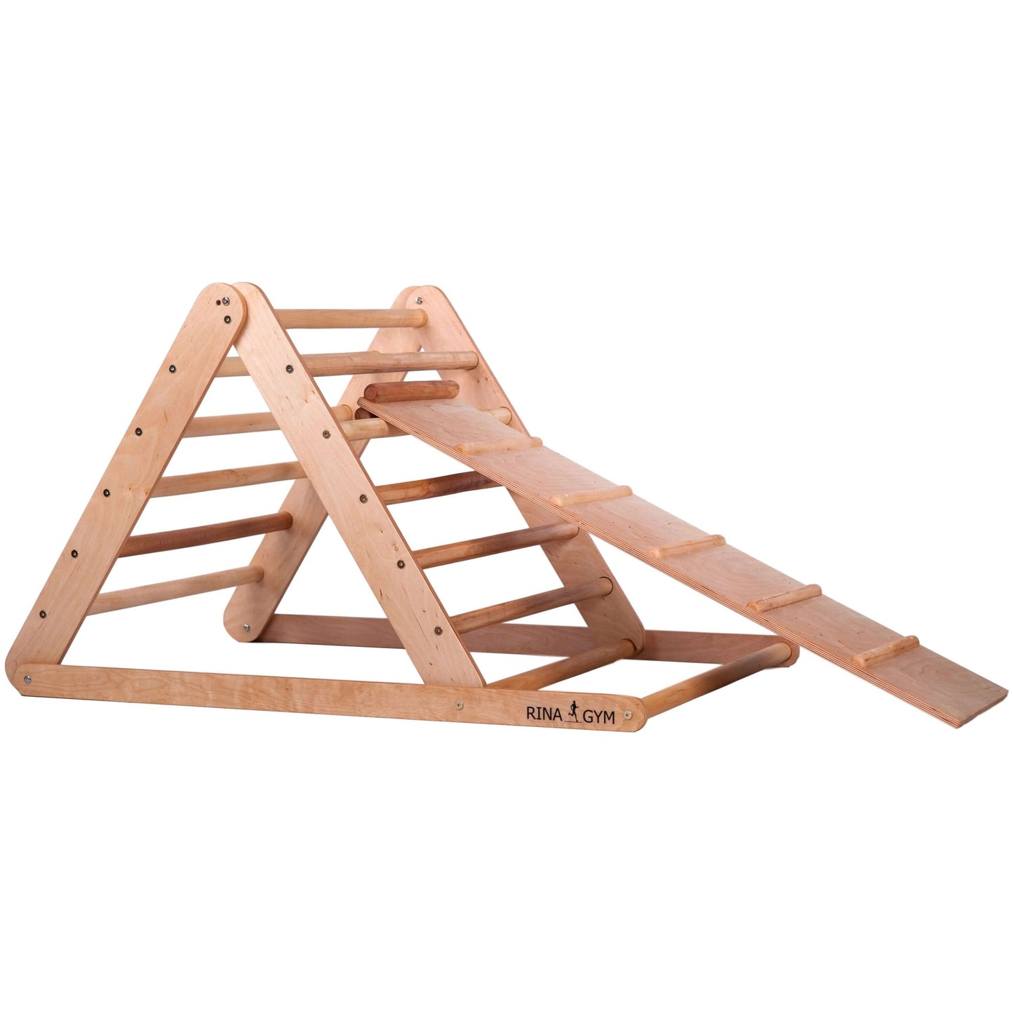 Climbing triangle L with chicken ladder, natural wood