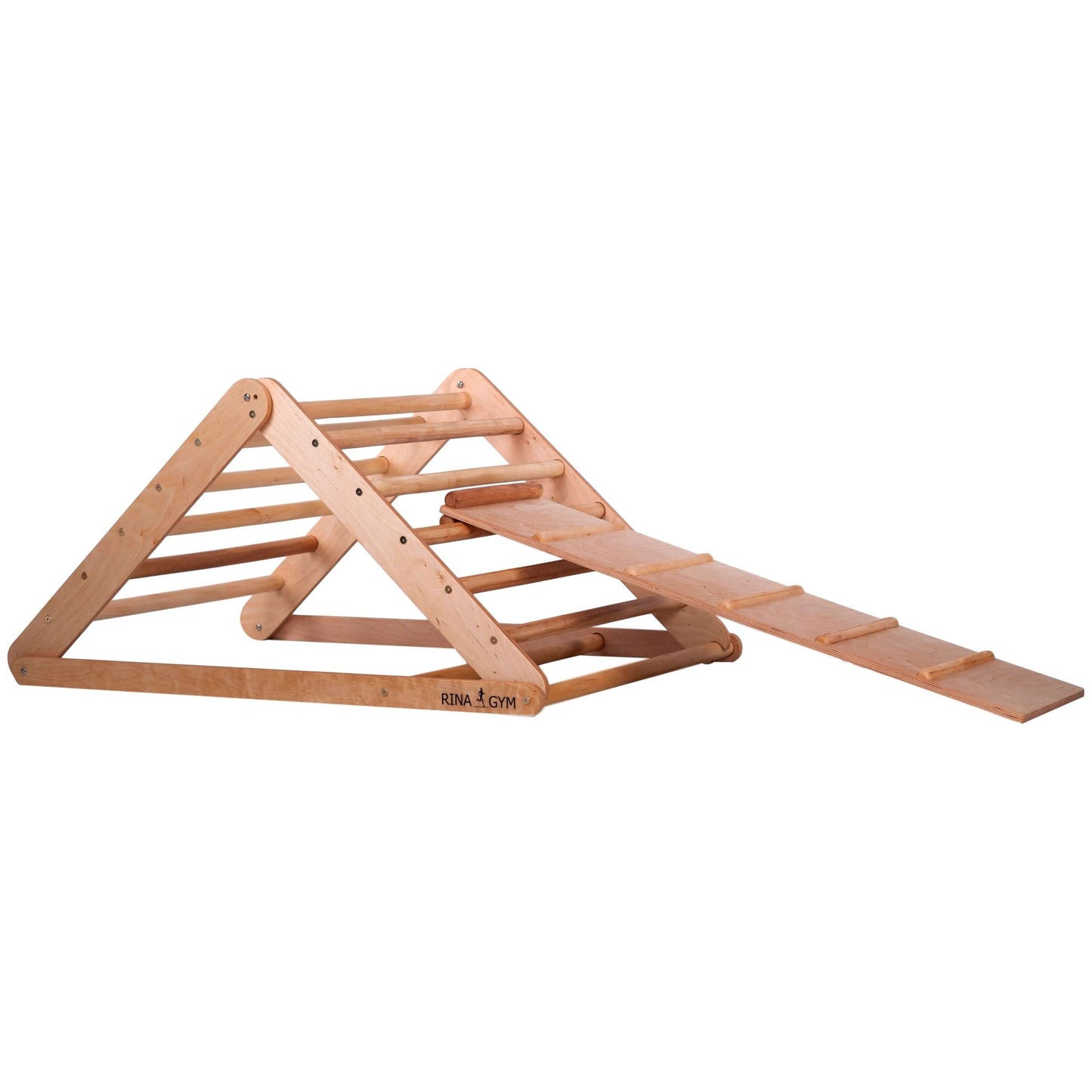 Climbing triangle L with chicken ladder, natural wood