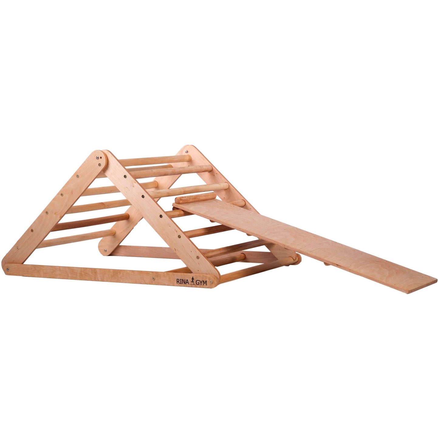Climbing triangle L with chicken ladder, natural wood