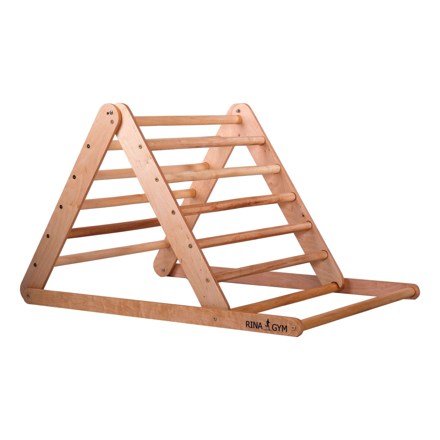 Climbing triangle L with chicken ladder, natural wood