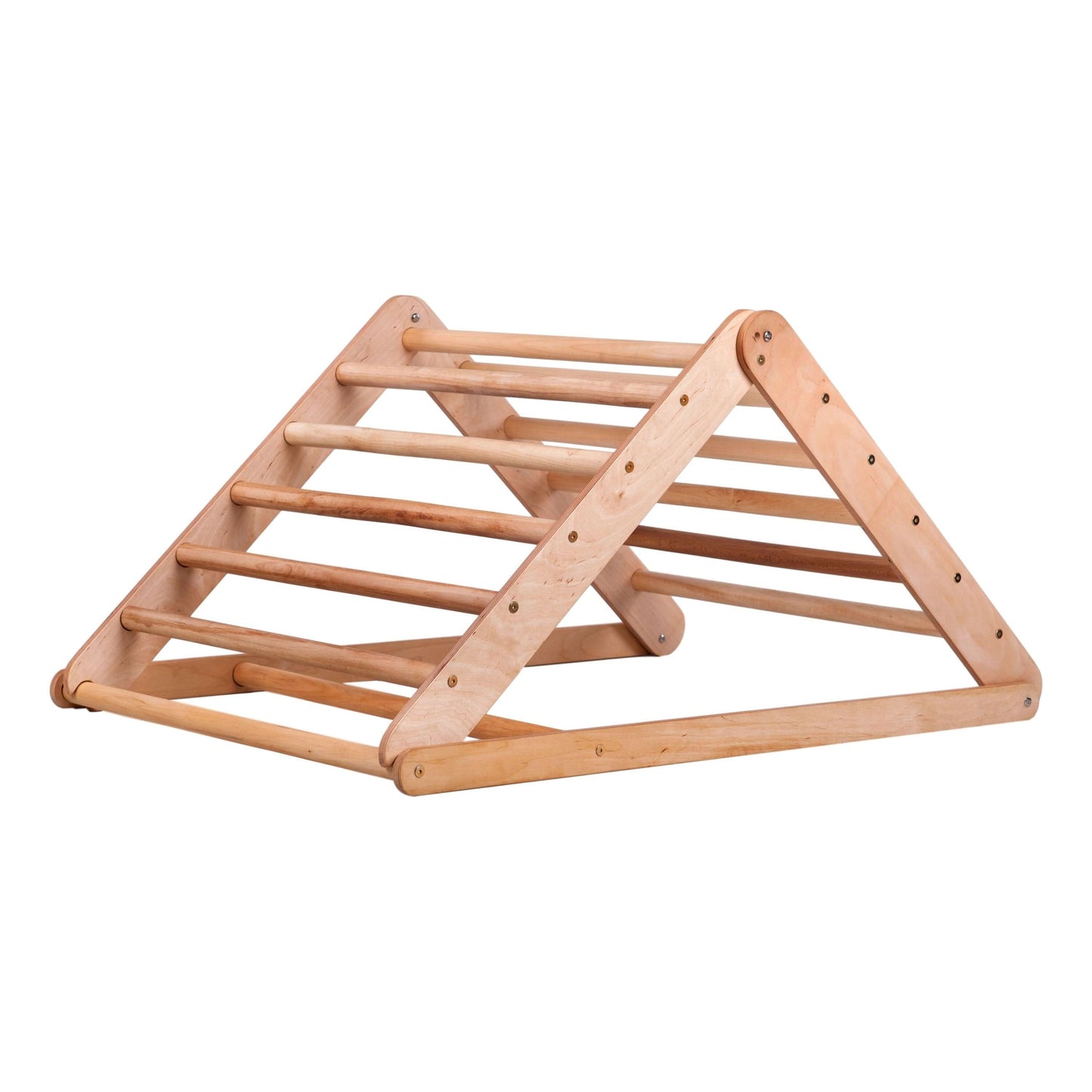 Climbing triangle L with chicken ladder, natural wood