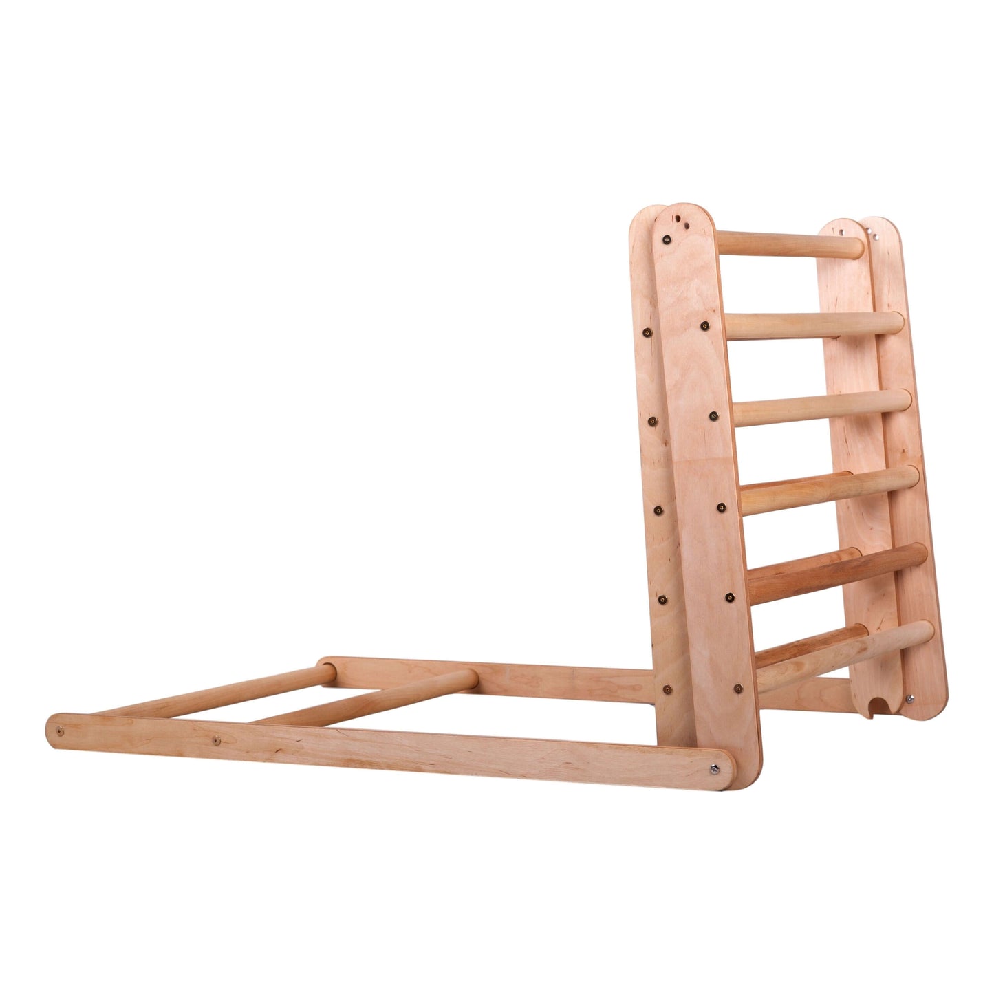 Climbing triangle L with chicken ladder, natural wood