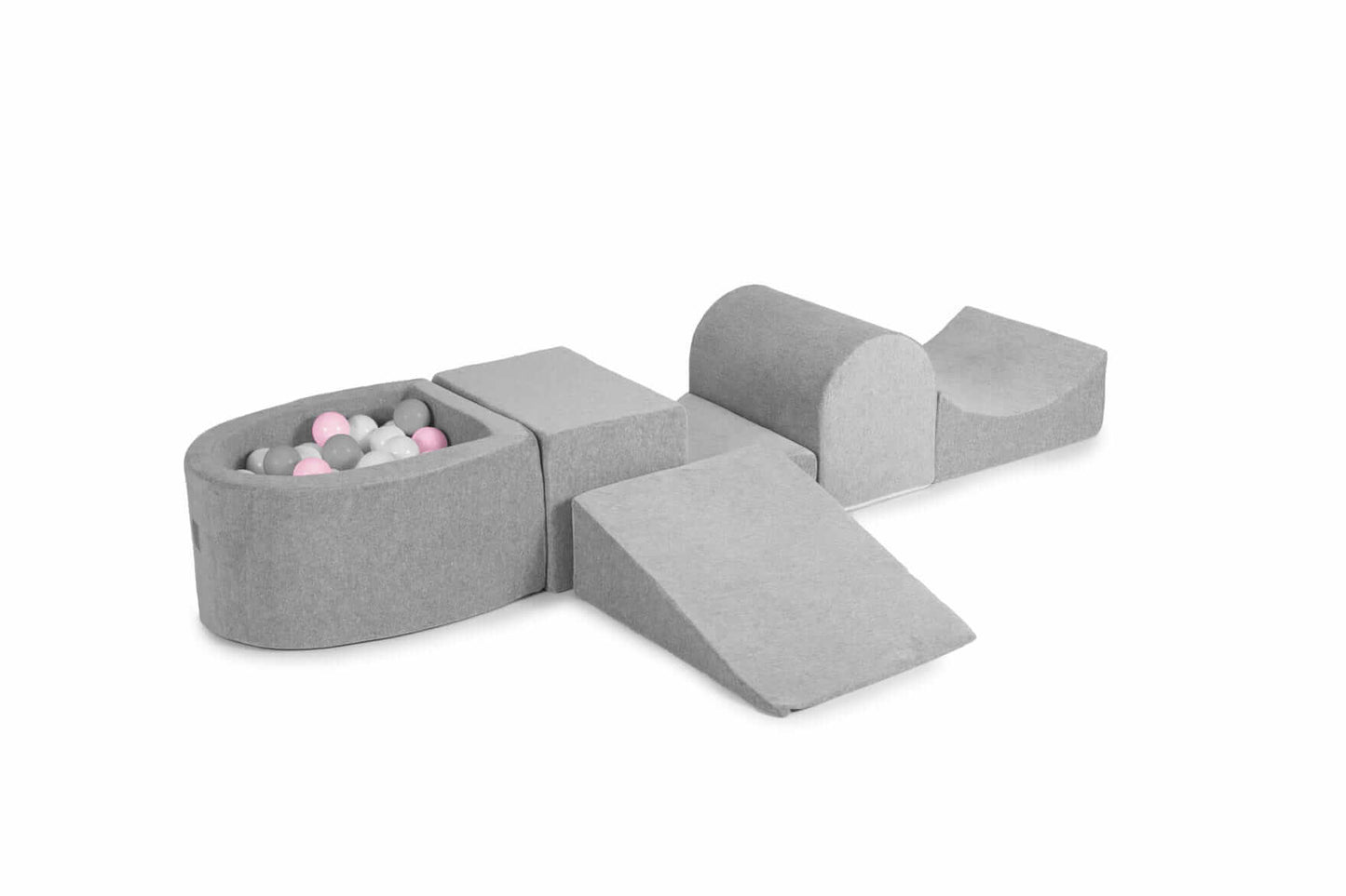 MeowBaby® Foam Play Set with Mini Ball Pit + 100 Balls, Light Grey