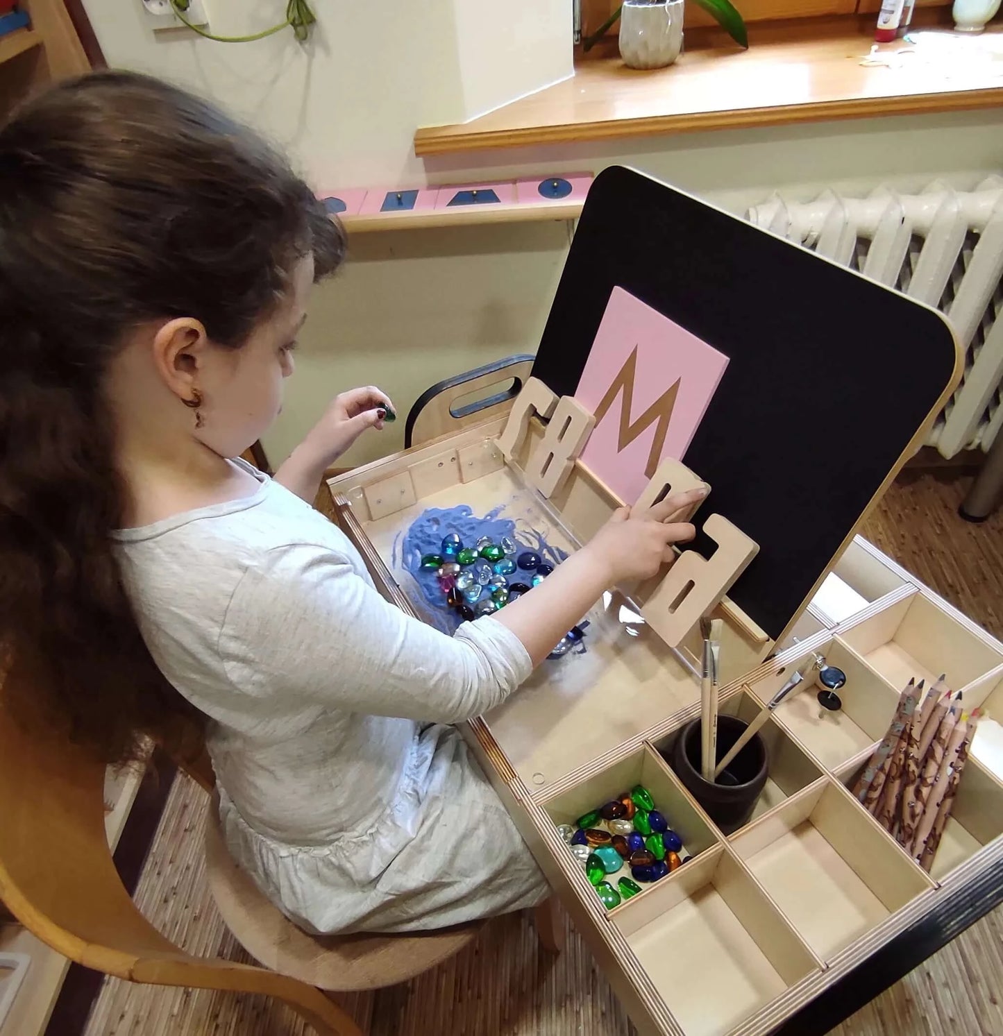 Set of writing and drawing table with chair "Leni"