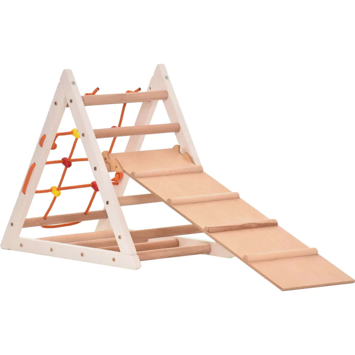 Climbing triangle COMPACT with ladder, climbing net &amp; slide, different colours