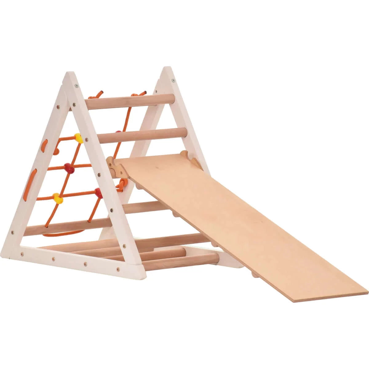 Climbing triangle COMPACT with ladder, climbing net &amp; slide, different colours