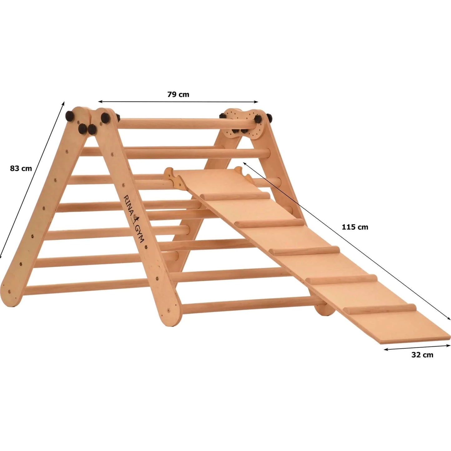 Climbing triangle with chicken ladder, natural wood, various sizes
